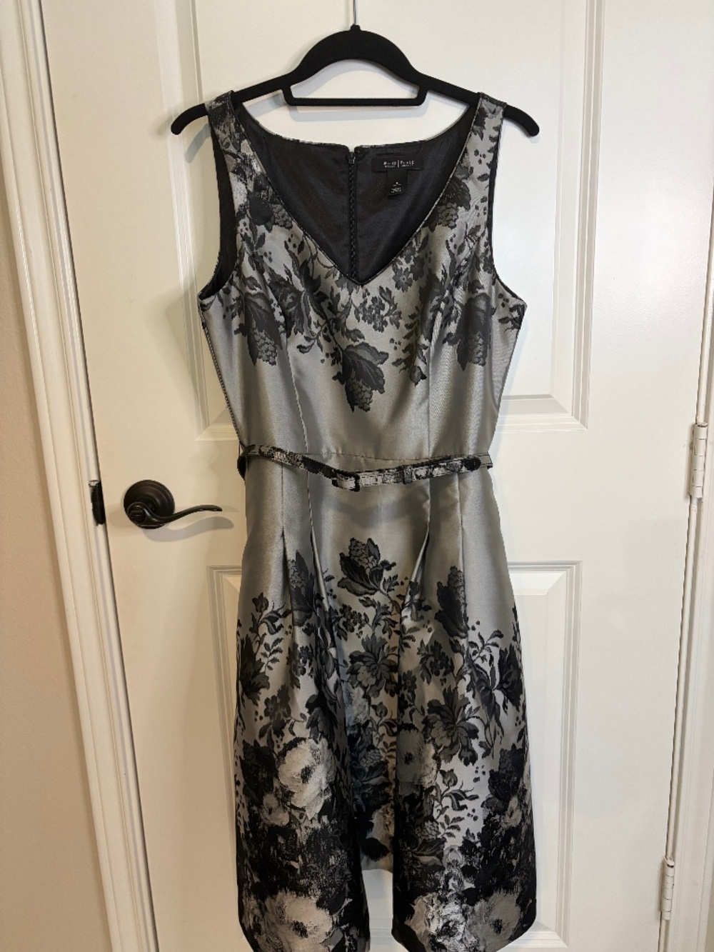 Silver and Black Dressy Midi From White House Black Market - Picture 2 of 9